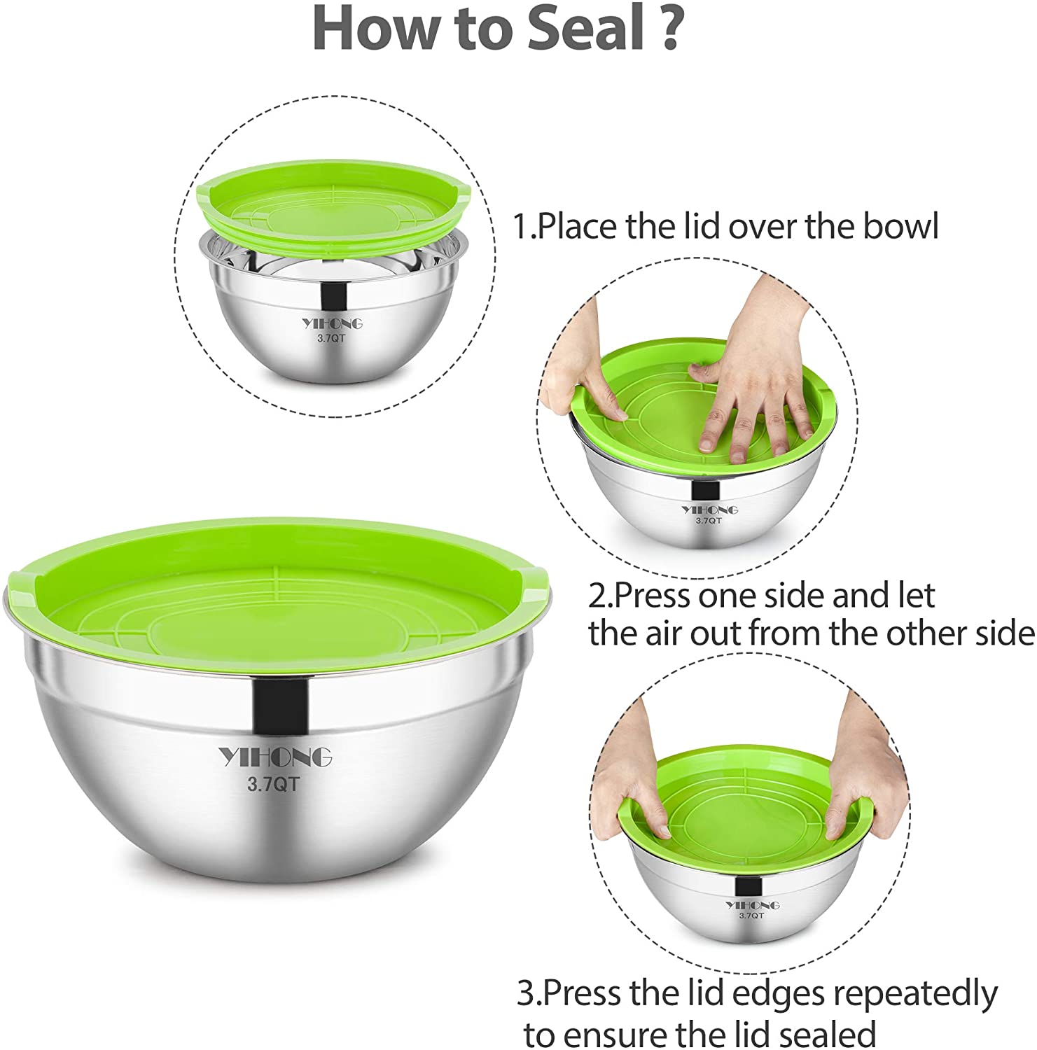 Mixing Bowls with Lids - Space-Saving Nesting - Meal Prep & Food  Storage - Set