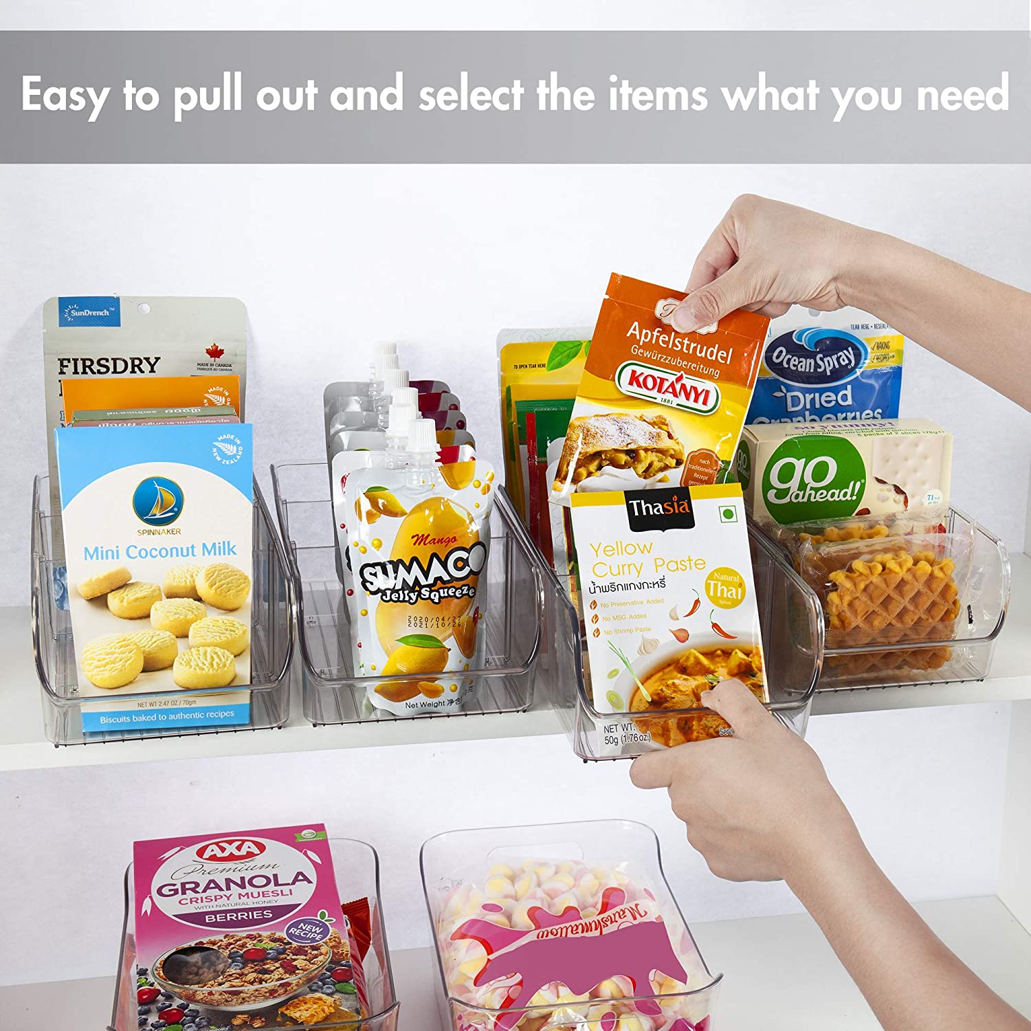 YIHONG Clear Pantry Storage Organizer Bins, 6 Pack Plastic Food