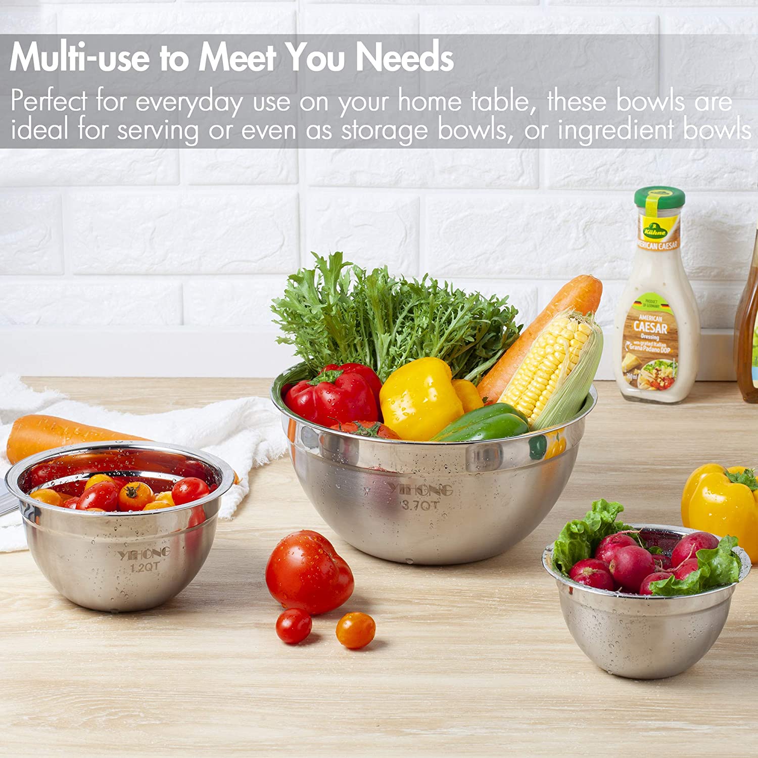 Mixing Bowl With Lid Set Of 5 Stainless Steel Nesting Salad Bowl Set For  Prepping Mixing