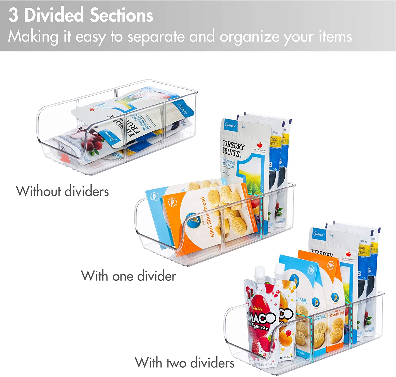 Plastic Pantry Organization And Storage Bins With Removable